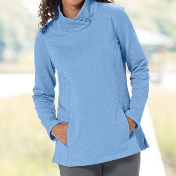 Heathered BLUE Fleece Button-Mock Pullover SIZE 2X --  BRAND NEW WITH TAGS - Picture 1 of 1